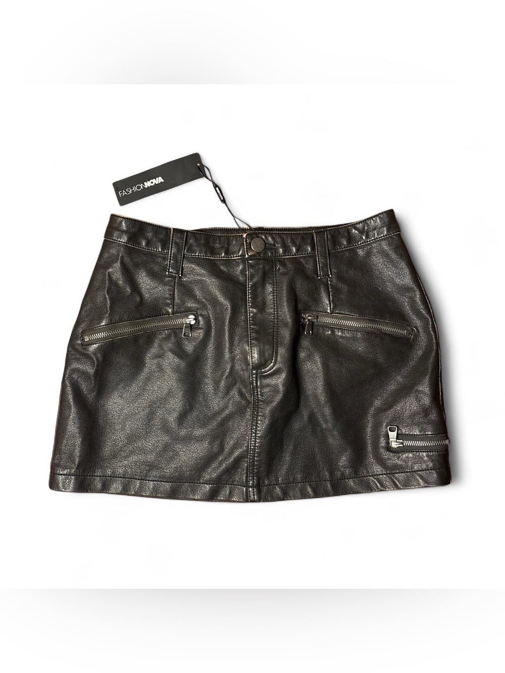 NWT Brown Fashion Nova Faux Leather Mini Skirt Size Small